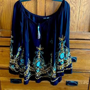 Black embroidered fun top
